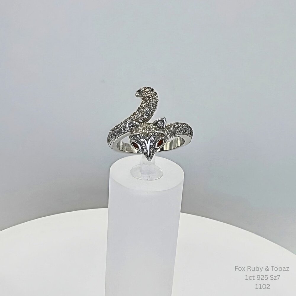 Handmade Jewelry Fox Ruby Topaz Ring 925 Silver Size 7 Resizable Jewelry Making